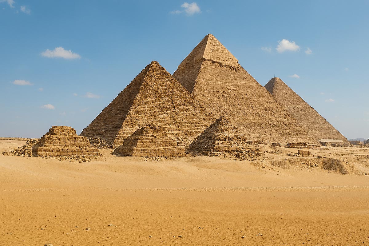 ギザのピラミッド昼間全景