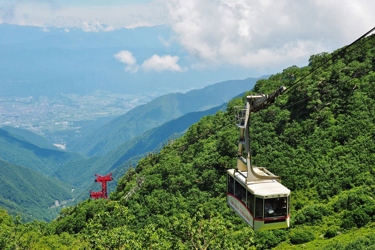 駒ヶ岳ロープウェイと南アルプス