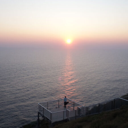天売島　赤岩展望台からの夕陽