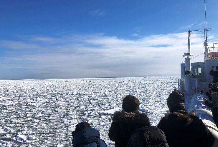 おーろら号船上より望む流氷帯（2022年2月弊社添乗員撮影）