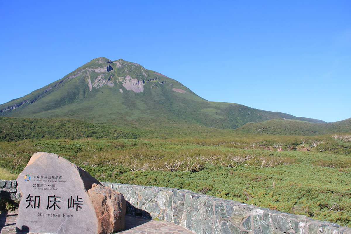 知床峠から見る羅臼岳　知床斜里町観光協会提供