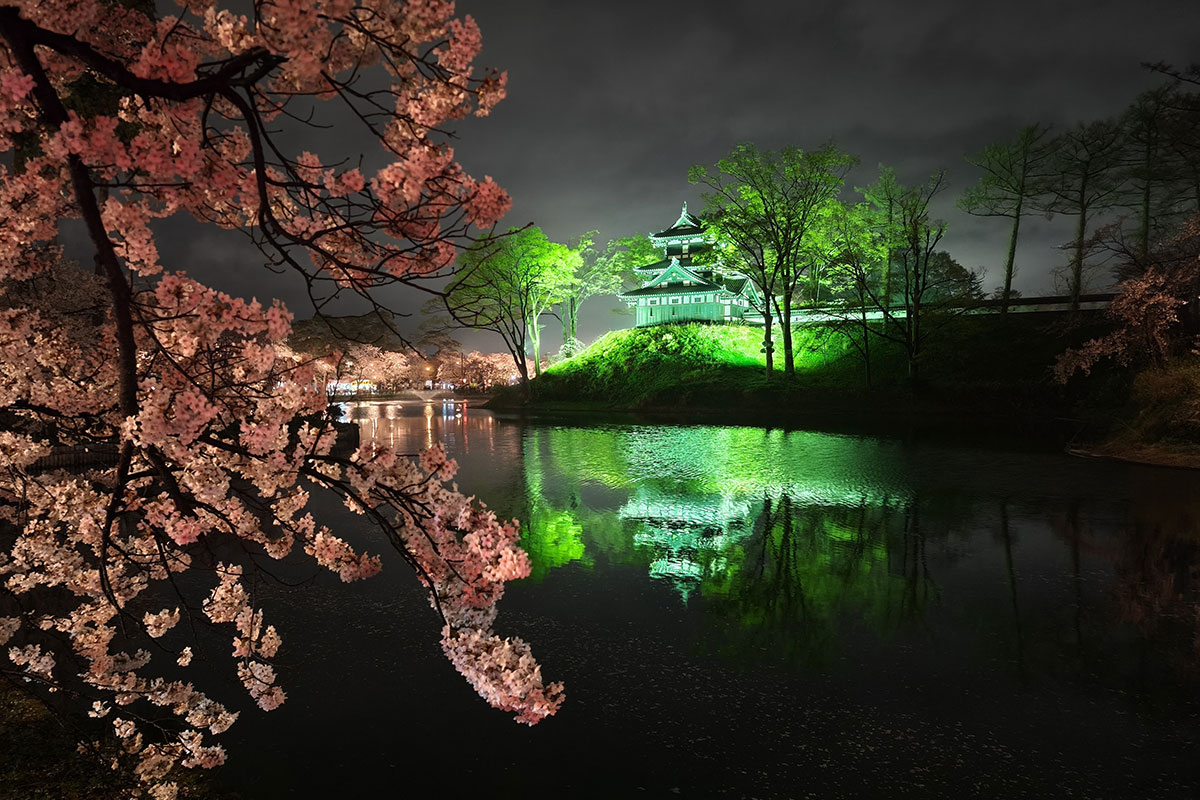 高田城三重櫓のライトアップ