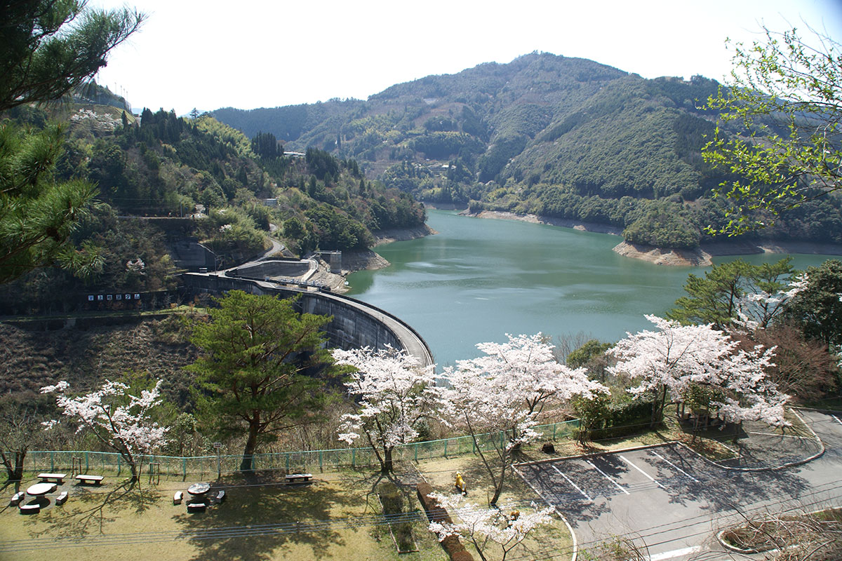 上椎葉ダムと女神像公園　写真提供：(一社)椎葉村観光協会
